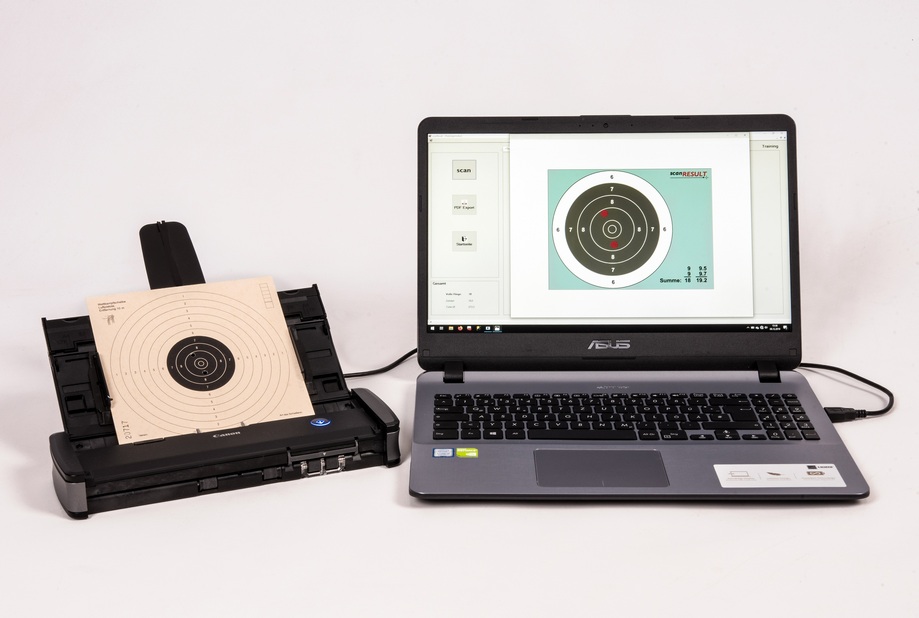 Scanner, Laptop und die Auswertungssoftware bilden den Aufbau von scanResult.